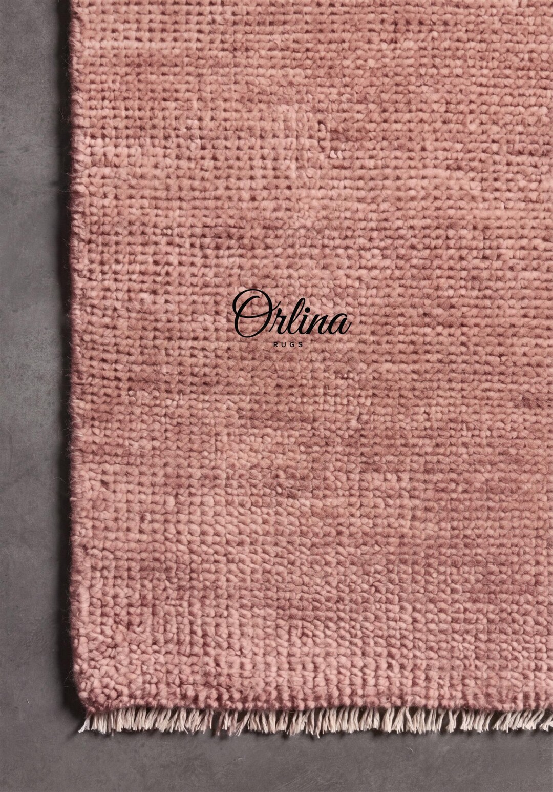 Hand Knotted Solid Dusky Pink Wool Rug, Living Room Bedroom Floor Decor ...