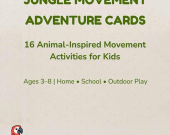 Kids Movement Cards Printable | Jungle Activity Cards for Kids | Preschool PE Games | Animal Movement Activities | Homeschool Printable