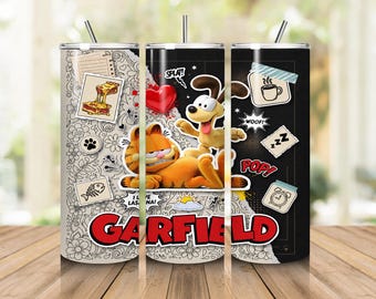 Grappige oranje kat 20oz beker wrap png, kattenliefhebber magere beker sublimatie ontwerp, schattige cartoon kat beker wrap digitale download