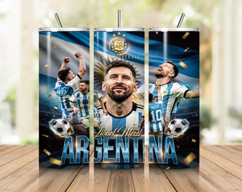 Messi 20oz Tumbler Wrap PNG, Soccer Fan Skinny Tumbler Design, Football Sports Sublimation Wrap, Messi Gift Digital Download