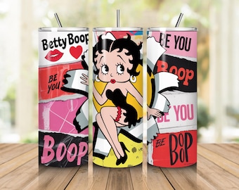 Diseño de sublimación para vaso térmico delgado de 20 oz con diseño de Betty Boop (niña) / Descarga digital