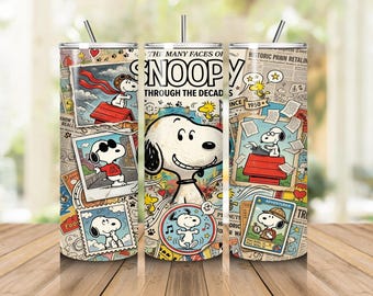 Vinilo PNG para vaso de 20 oz, diseño de vaso delgado con perro de dibujos animados vintage, vinilo para sublimación inspirado en Peanuts, vinilo PNG para vaso con personaje retro