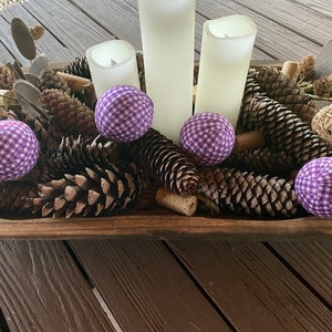 Fabric Balls for Dough Bowl Filler and Basket Filler Farmhouse Country Fabric Balls Decor Purple