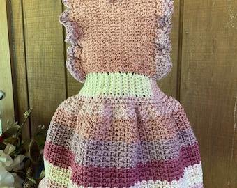 Dress Jumper Girls Crocheted Dress Jumper with Ruffled Detail and adjustable straps Girls Jumper Dress Bolero and Headband