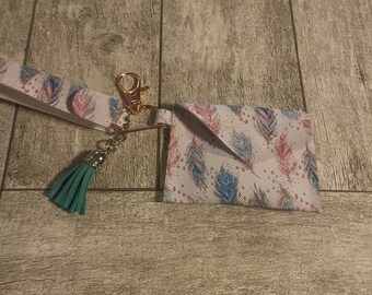 Feather Print Mini Coin Purse Keychain