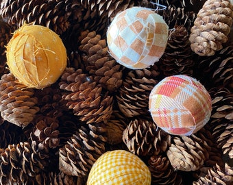 Fabric Balls for Dough Bowl Filler Basket Filler Farmhouse Country Fabric Balls For Table Centerpiece