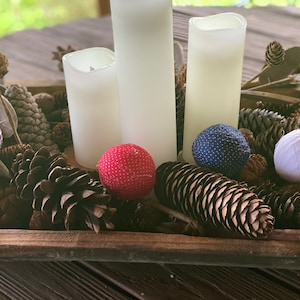 Fabric Balls for Dough Bowl Filler Basket Filler Farmhouse Country Fabric Balls Decor for Table Centerpiece Red White Blue Fabric Colors