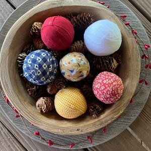 Fabric Balls for Dough Bowl Filler Basket Filler Farmhouse Country Fabric Balls Decor