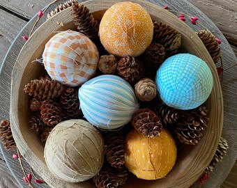 Fabric Balls for Dough Bowl Filler Basket Filler Farmhouse Country Fabric Balls Decor for Table Centerpiece