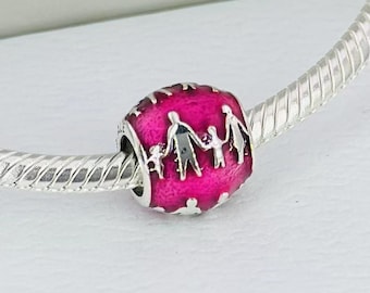 S925 silver family-themed accessories, suitable for Pandora bracelets.
