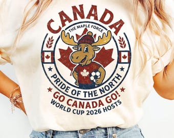 Canada 2026 World Cup Soccer T-Shirt, Retro Moose Mascot Tee
