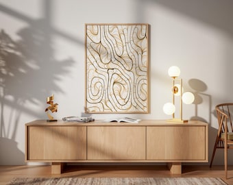 Generative Abstract Art Print 50x70 | Flow Field Painting | Warm Earth Tones | Instant Download PDF | Original Wall Art