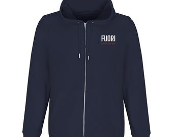 FUORI Zip-Up Hoodie | Unisex Organic Cotton Streetwear | Eco-Friendly & Sustainable Hoodie | Dropped Shoulders | Unisex Full-Zip