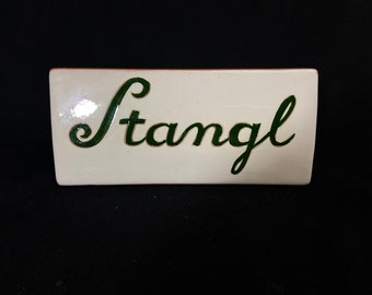 Stangl Pottery Green script dealer sign