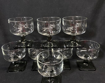 1960’s 8 engraved MCM glasses