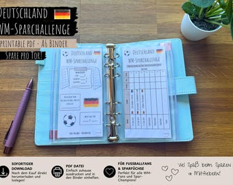 Deutschland WM-Sparchallenge 2026 | A6 Binder Printable | PDF Download | Spare pro Tor & Sieg | Fußball WM Sparziel