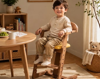 Adjustable Wooden Kids Chair | Montessori Toddler Seating Furniture, Ergonomic Learning Seat