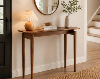 Minimalist Wooden Narrow Console Table with Tapered Legs | Modern Entryway, Hallway & Accent Table