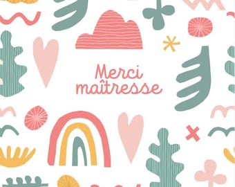 Carte de remerciement Maîtresse à imprimer | Cadeau fin d'année scolaire | Carte numérique PDF | Merci Maîtresse | Téléchargement instantané