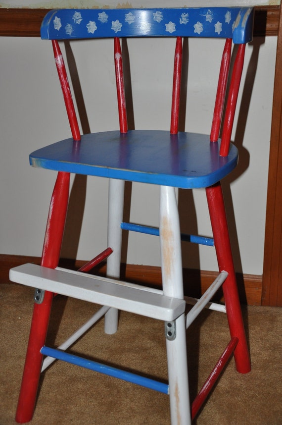 Items similar to Wooden Hand Painted High Chair Can be personalized on Etsy
