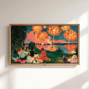 4th of July Frame TV Art, Fireworks Wall Art, Summer Celebration, Samsung Frame TV, Digital Download
