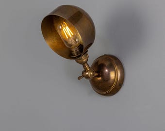 Handcrafted Solid Brass Wall Sconce, Adjustable Spotlight, Antique Industrial Lamp