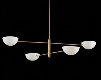 Ręcznie wykonany nowoczesny żyrandol z połowy XX wieku, lampa sufitowa Sputnik z 4 światłami, lampa wisząca w stylu nordyckim i minimalistycznym, nowoczesne oświetlenie jadalni