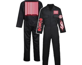 2000 Slipknot Inspired Jumpsuit – Halloween Costume Cosplay Coverall, Tattoo the Earth - Black Canvas Barcode Jumpsuit unisex
