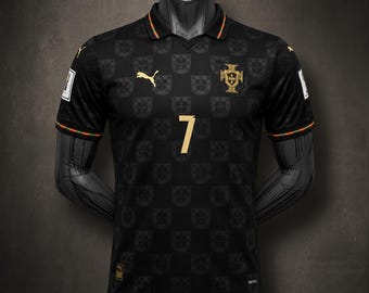 Camiseta de fútbol Cristiano Ronaldo #7 – Copa Mundial 2026 - Camiseta negra de fútbol - Edición para aficionados de Portugal