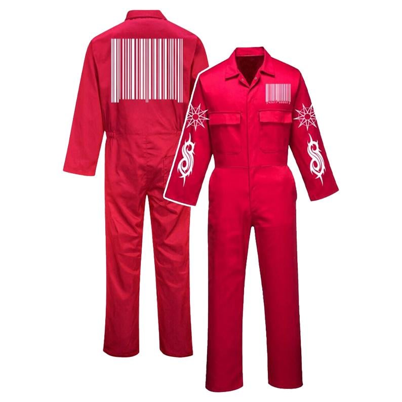 2025 Slipknot Inspired Jumpsuit - Red Barcode Jumpsuit Cosplay Coverall, Halloween Costume, Unisex Canvas Fabric
