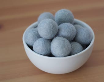 Powder Blue Wool Felt Pom Pom Balls