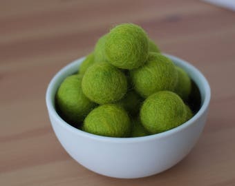 Lime Wool Felt Pom Pom Balls