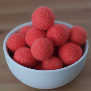 Coral Felt Pom Pom Balls image 1