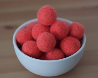 Coral Felt Pom Pom Balls