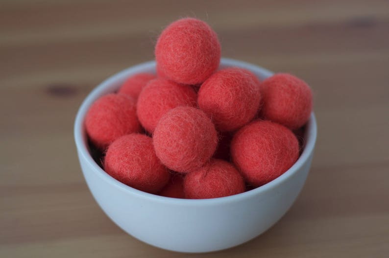 Coral Felt Pom Pom Balls image 1