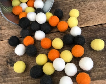 Halloween Felt Balls in Candy Corn