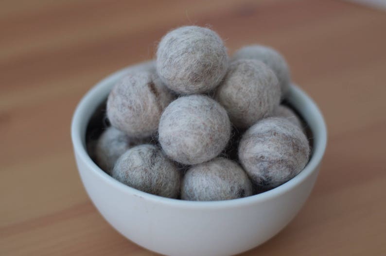 Light Heather Gray Wool Felt Pom Pom Balls image 1