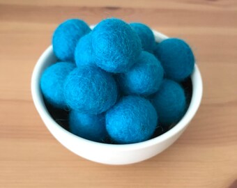 Cerulean Wool Felt Pom Pom Balls