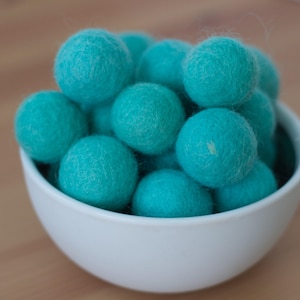 Turquoise Wool Felt Pom Pom Balls image 1