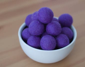 Purple Wool Felt Pom Pom Balls