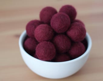 Wine Wool Felt Pom Pom Balls