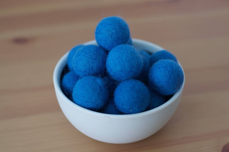 Cornflower Blue Wool Felt Pom Pom Balls image 1