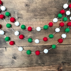 Classic Christmas Felt Ball Garland, Christmas Felt Pom Garland