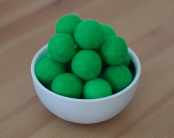 Jade Green Wool Felt Pom Pom Balls