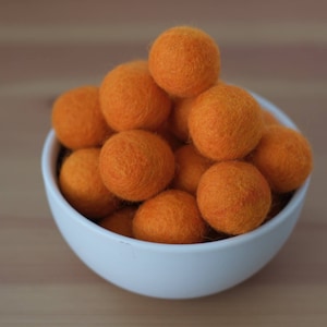 Orange Felt Pom Pom Balls set of 12