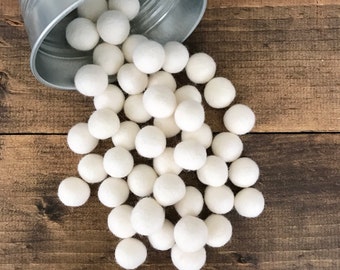 White Felt Balls in White As Snow