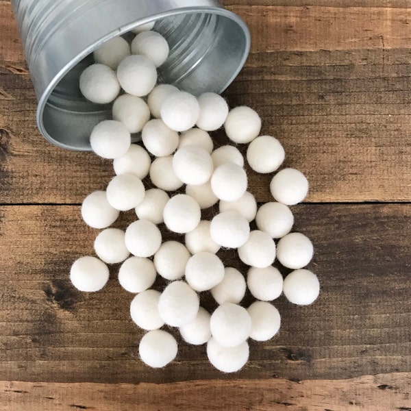 White Felt Balls in White As Snow