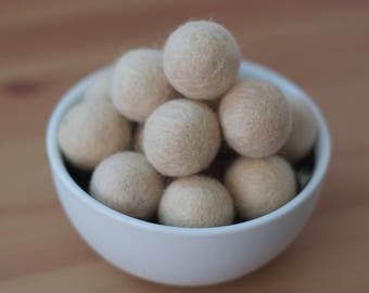 Cream Wool Felt Pom Pom Balls