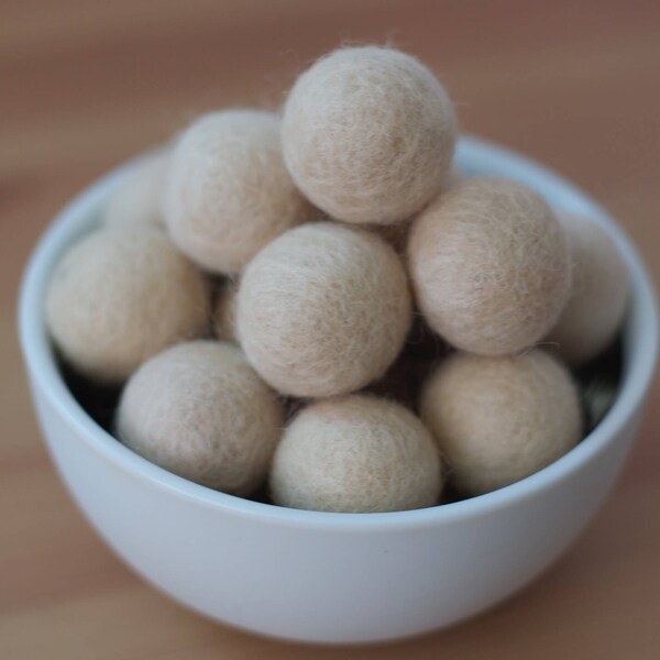 Cream Wool Felt Pom Pom Balls