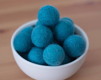 Teal Wool Felt Pom Pom Balls